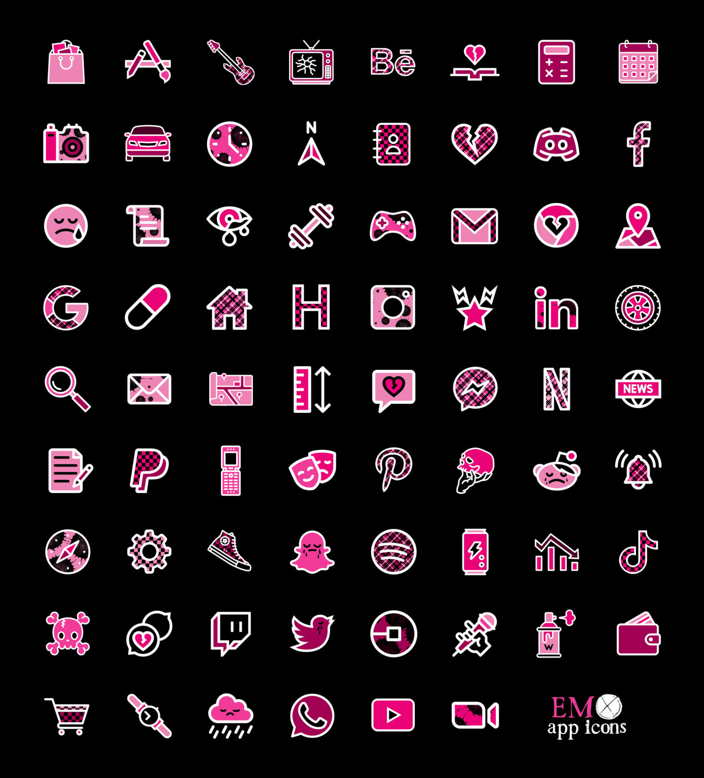 Emo Aesthetic App Icons iPhone - Emo App Icons iOS & Android ⛓