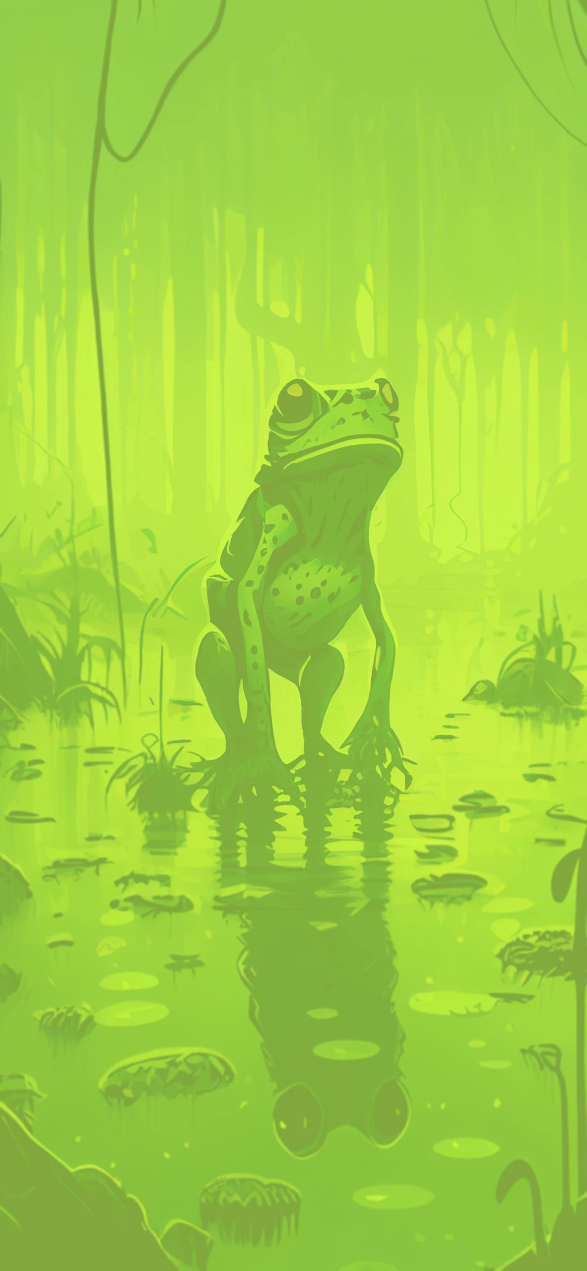 frog in the swamp light green background