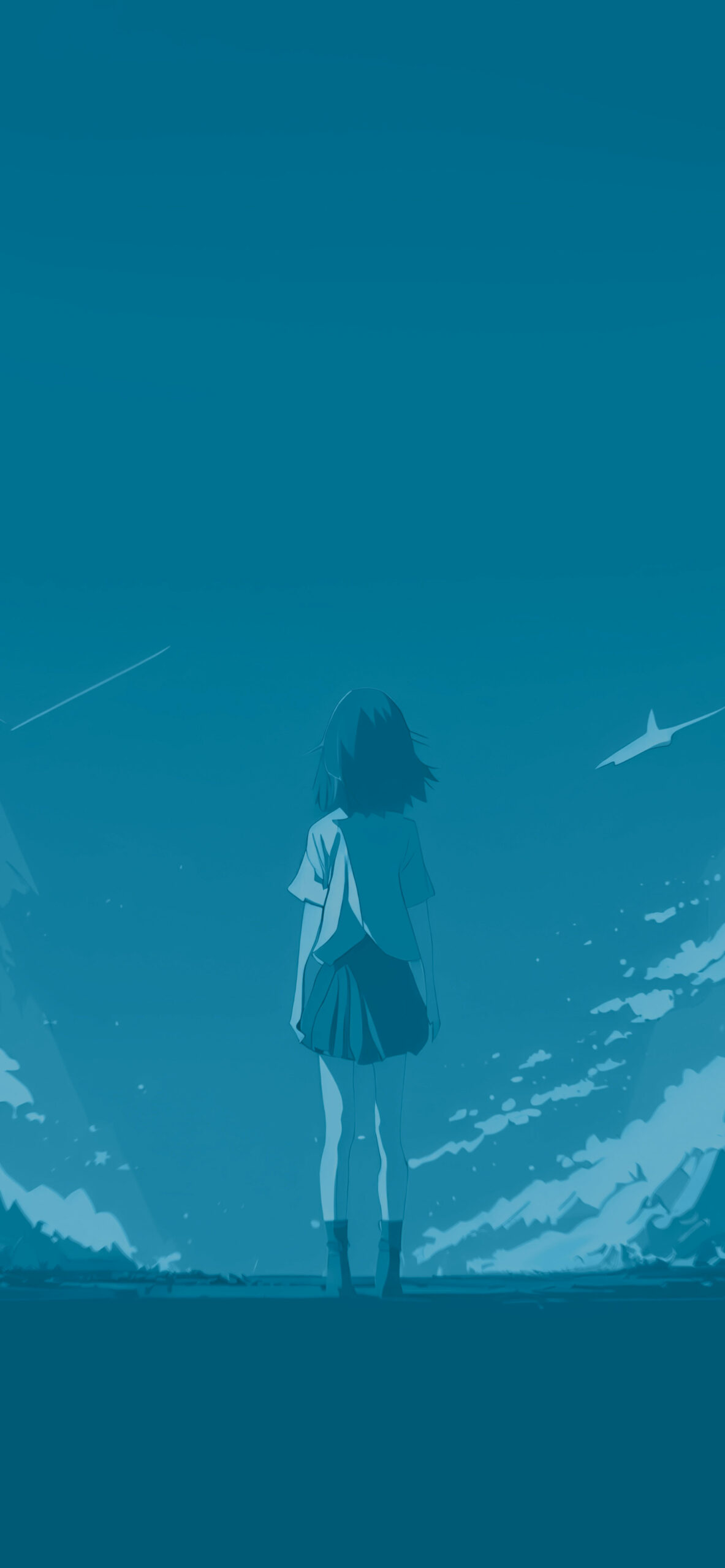 girl and sky anime aesthetic background