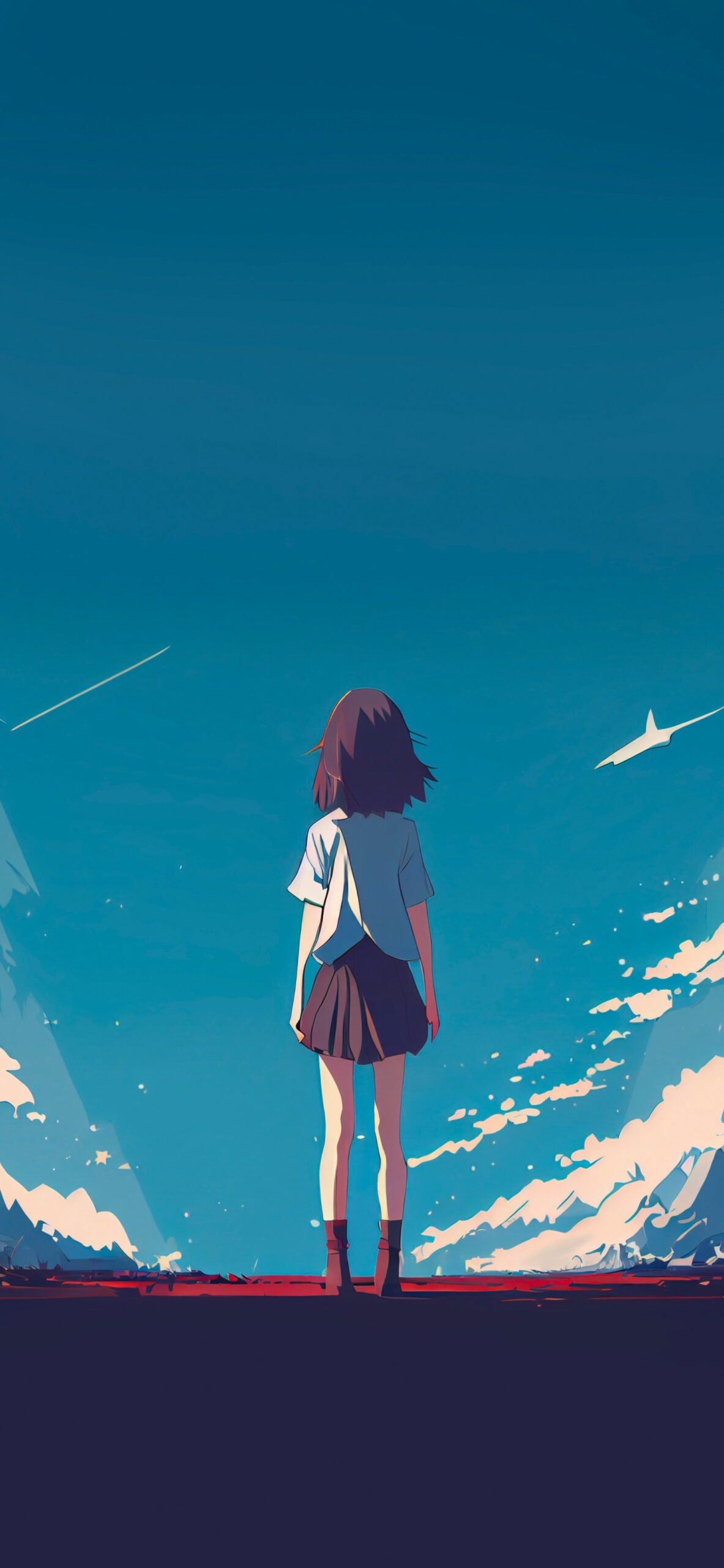 girl and sky anime aesthetic wallpaper