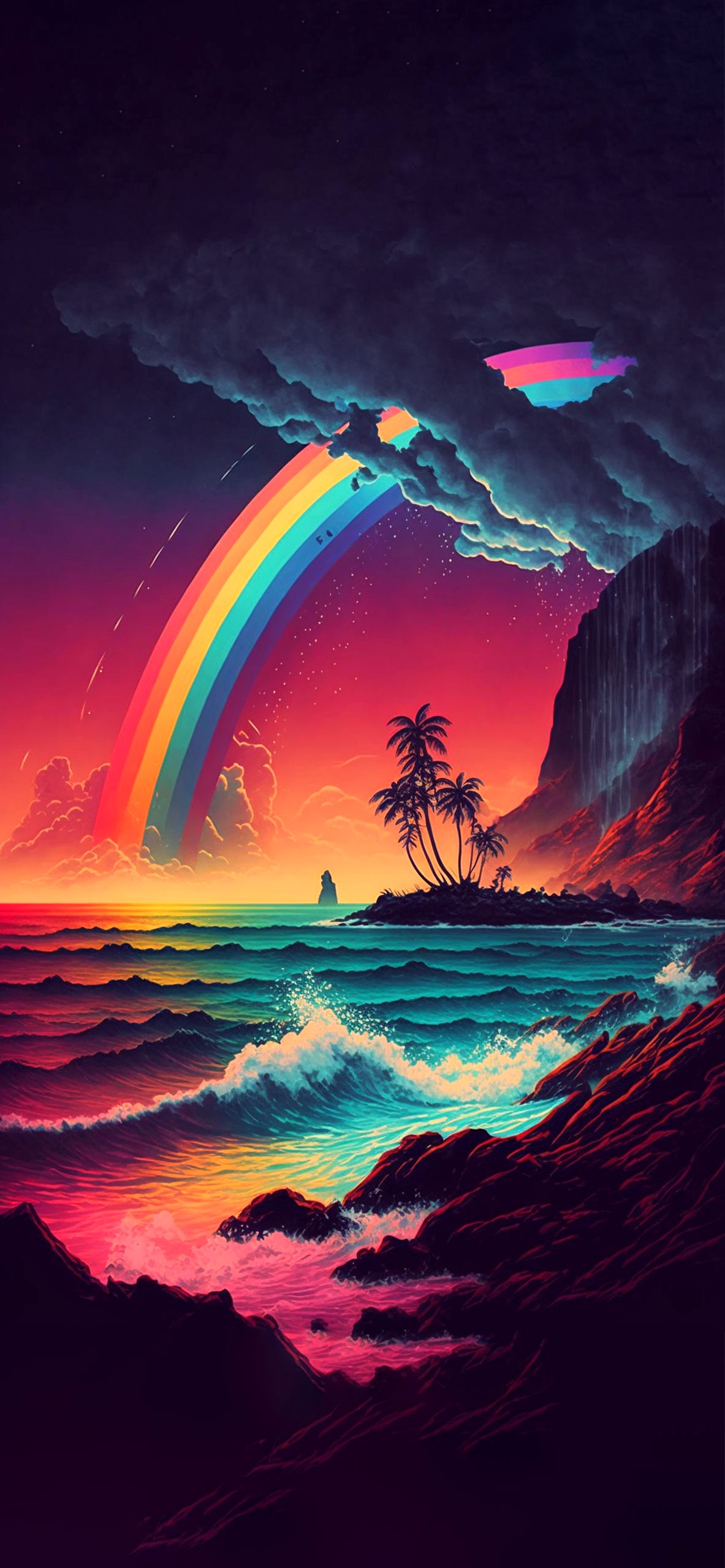 hawaii ocean rainbow art wallpaper 2