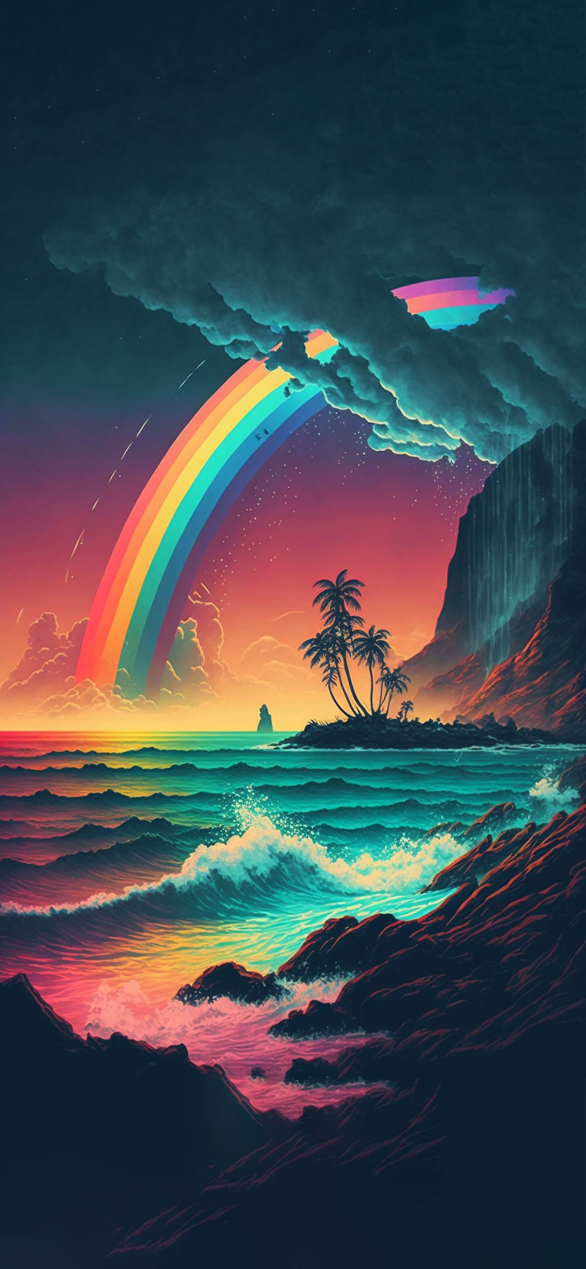 hawaii ocean rainbow art wallpaper