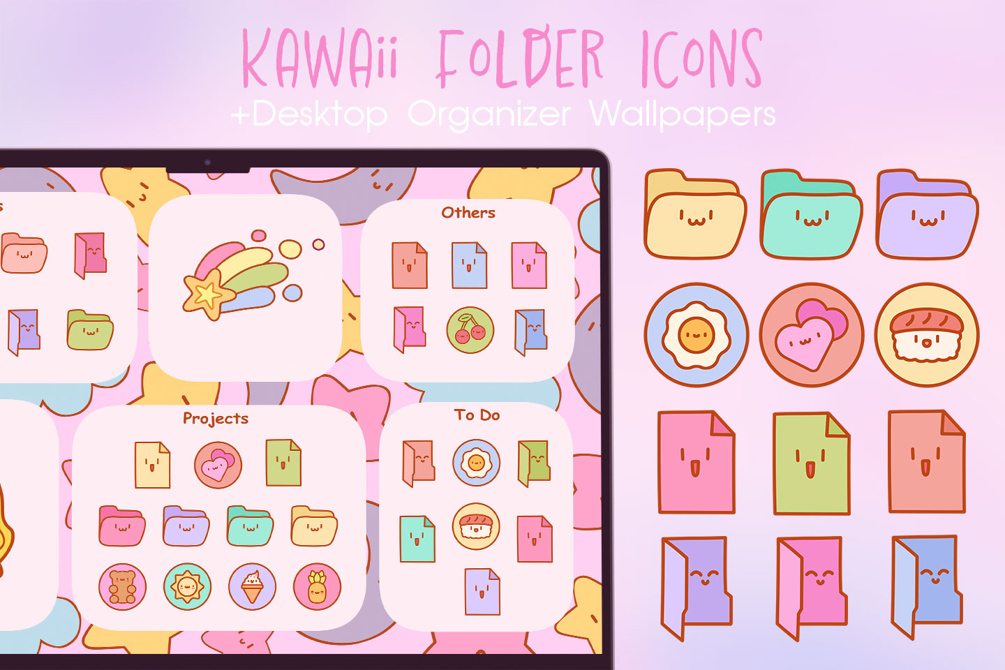 Pack d’icônes de dossier Kawaii