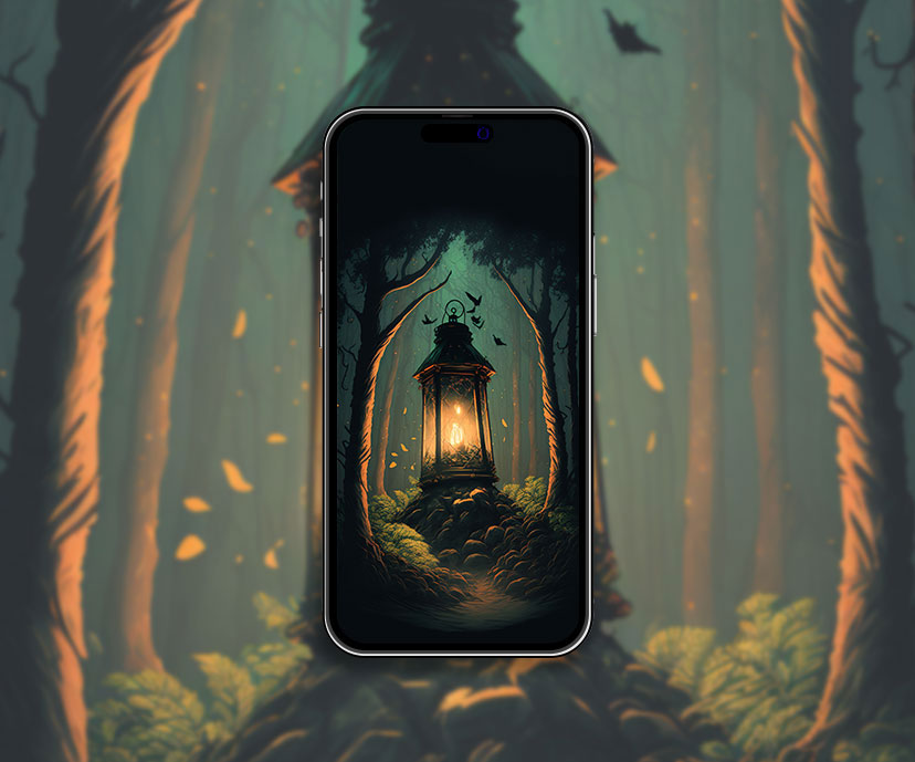 lantern in forest wallpapers collection