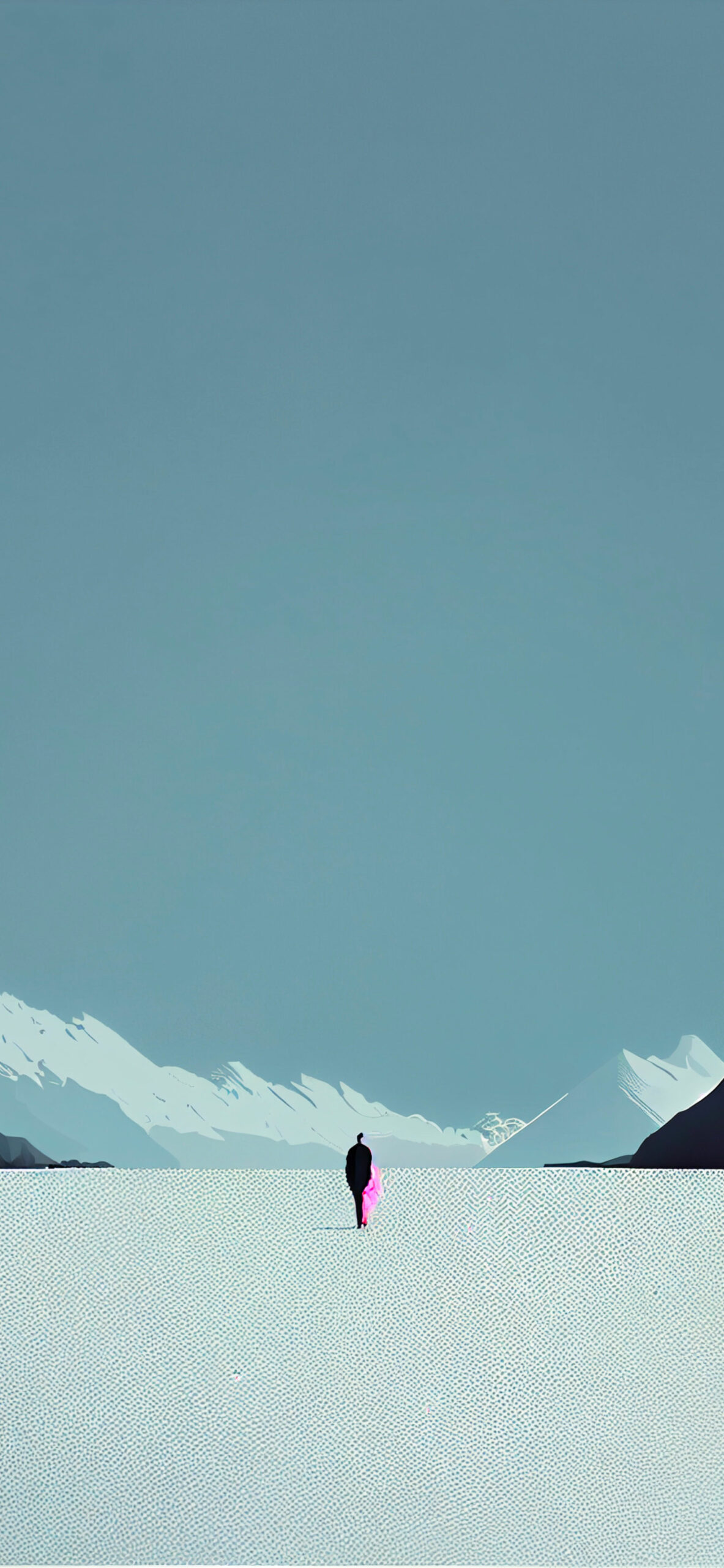 man on the snowy horizon art minimalist wallpaper