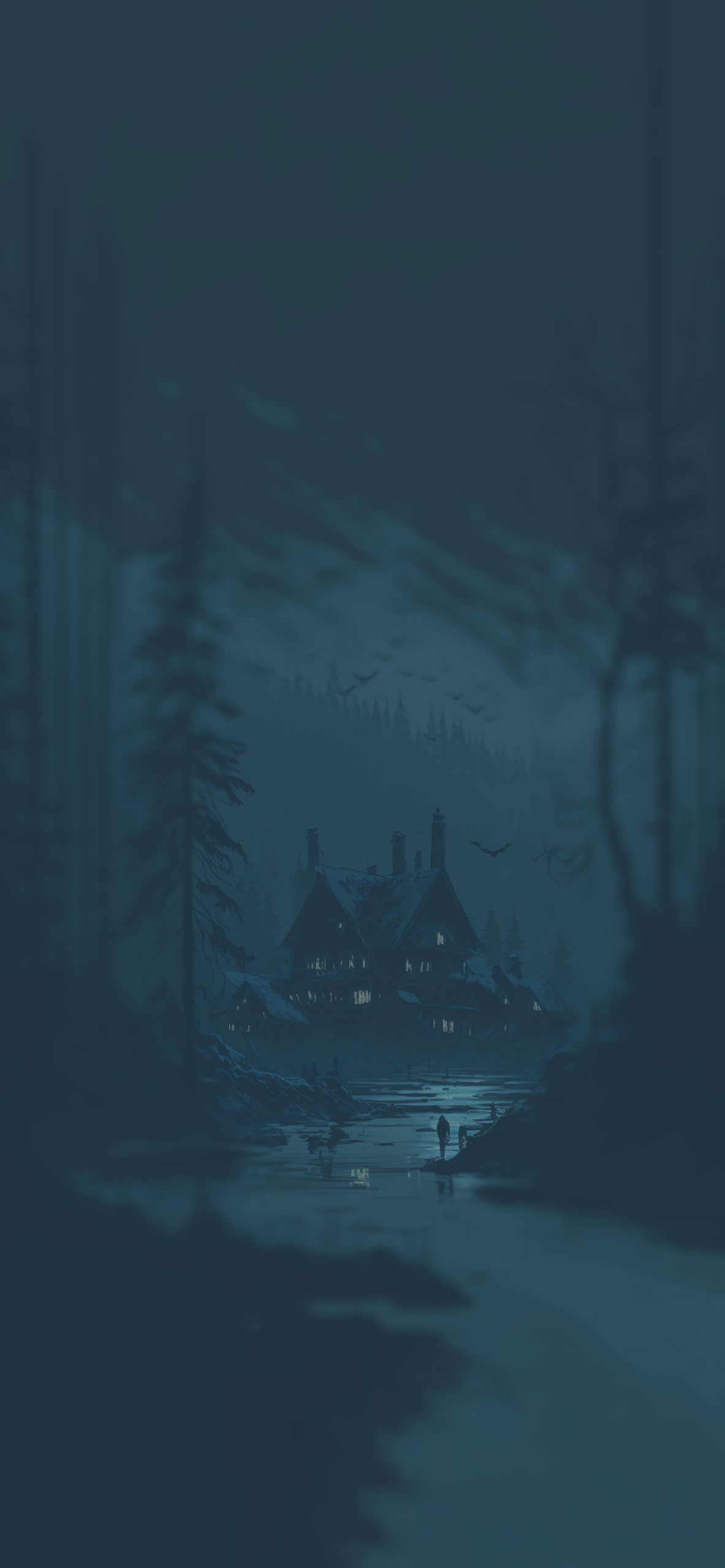 mansion in the forest dark aesthetic background