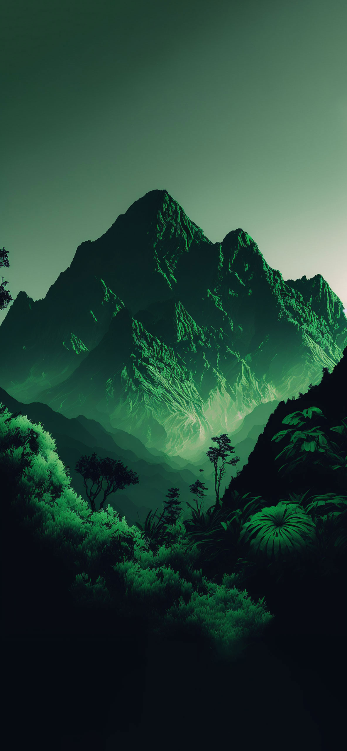 mountains aesthetic green wallpaper