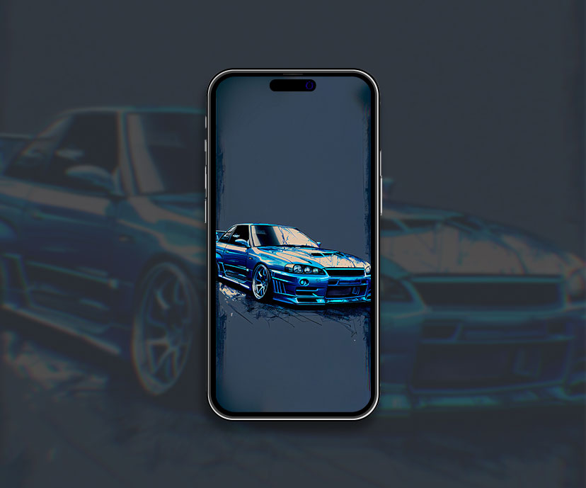 nissan skyline r34 blue wallpapers collection