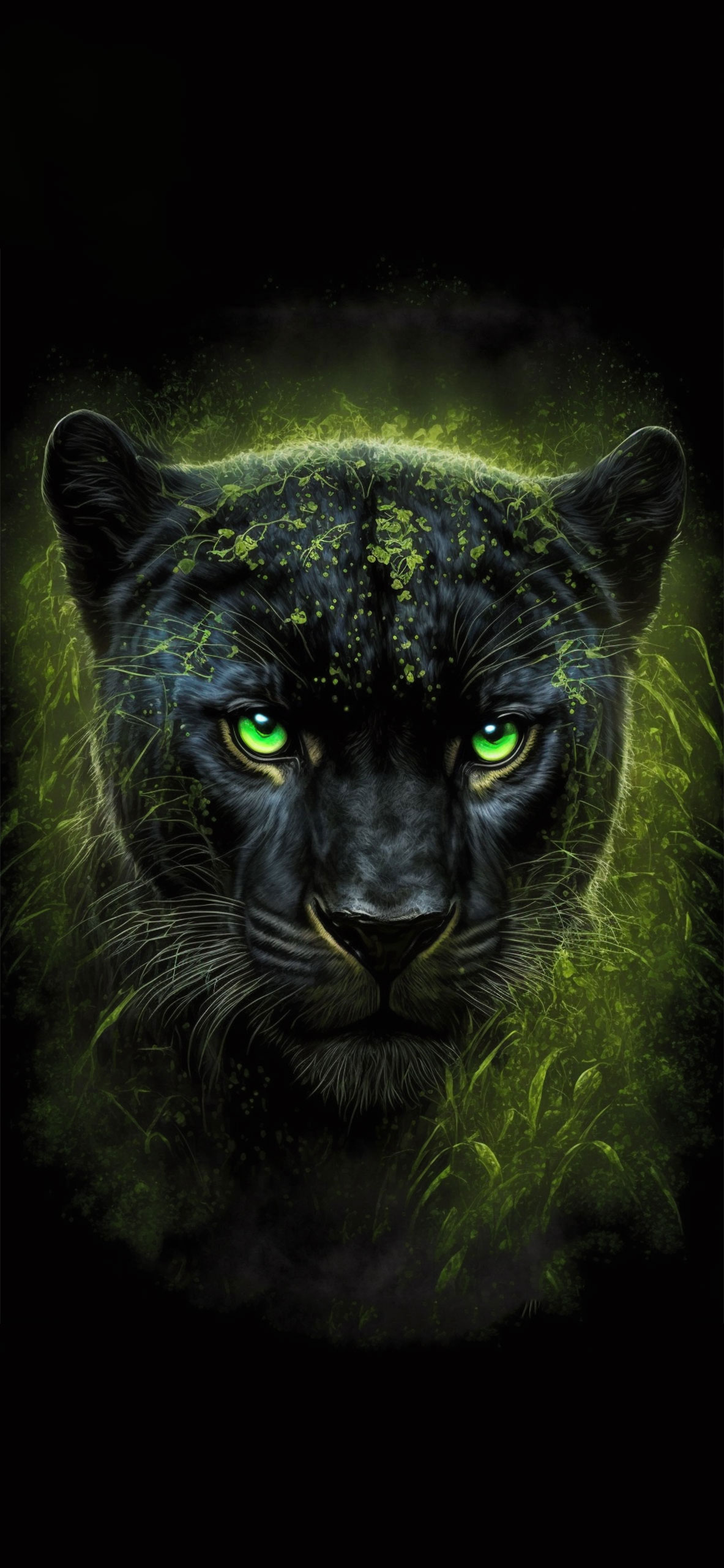 panther black green art wallpaper