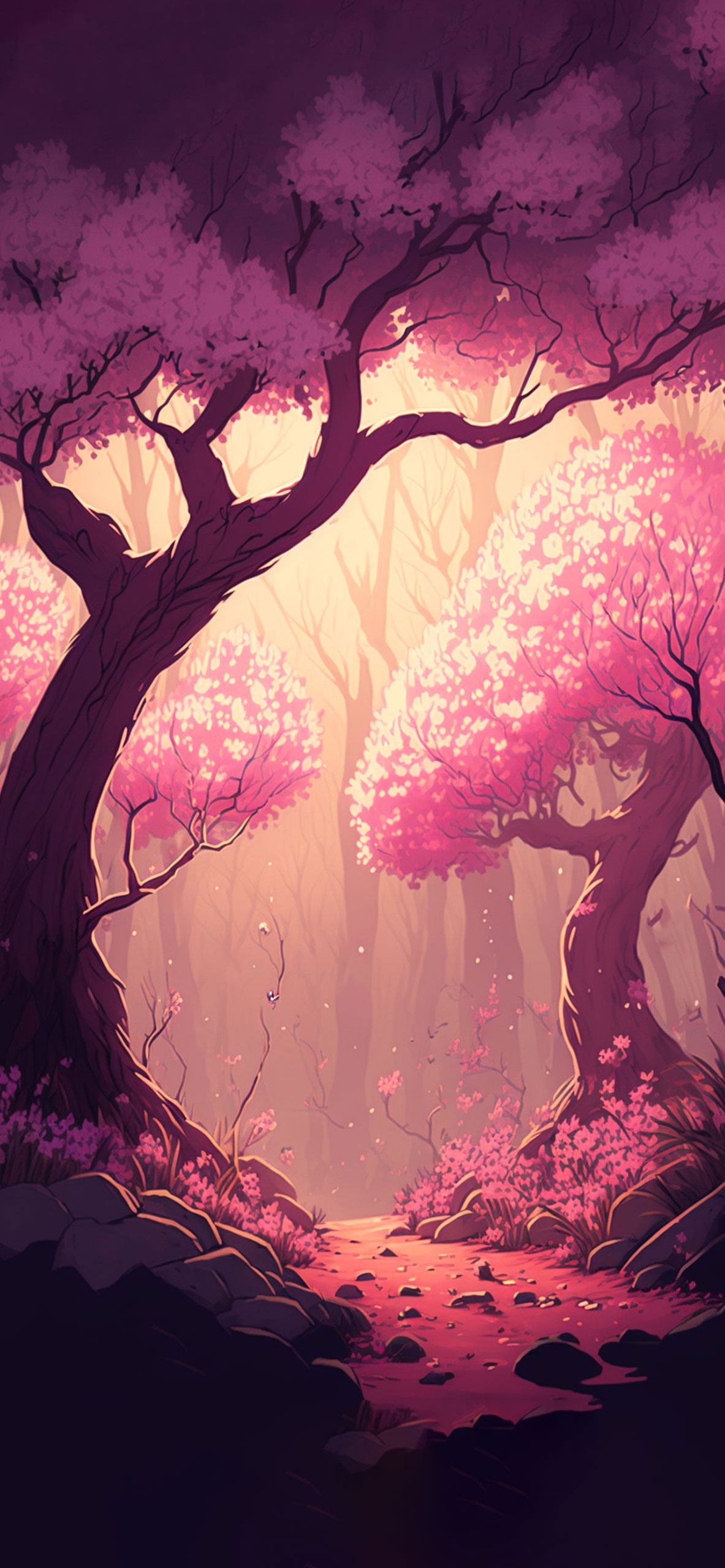 pink forest wallpaper