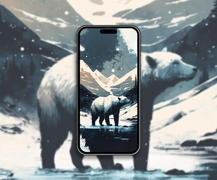 polar bear mountains art wallpapers collection