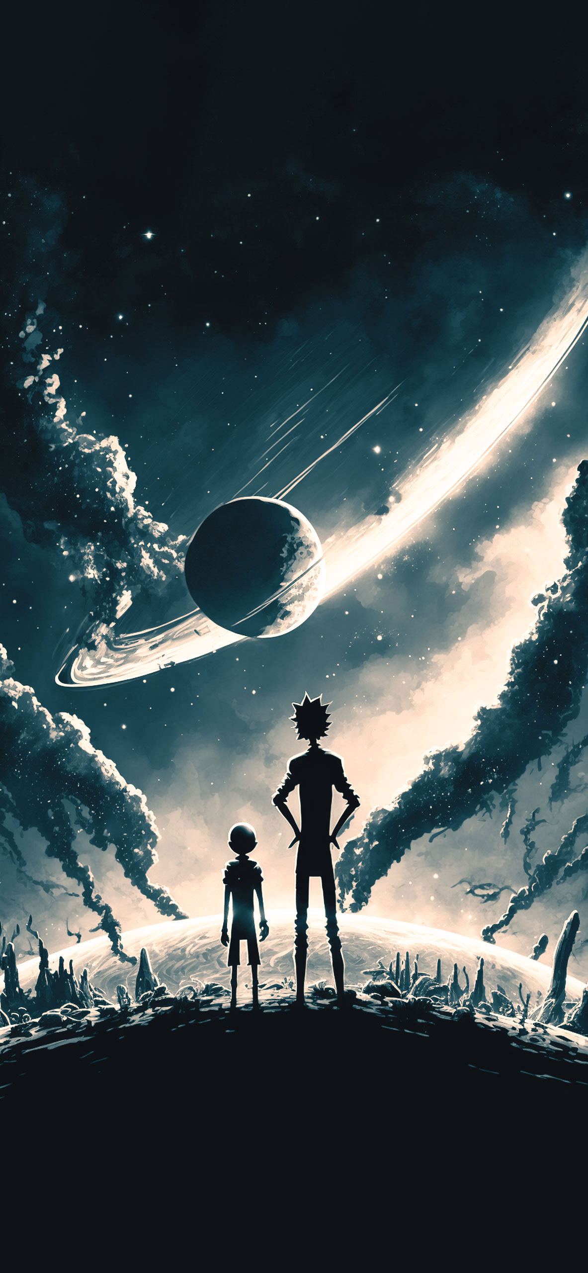 rick and morty space art wallpaper 2