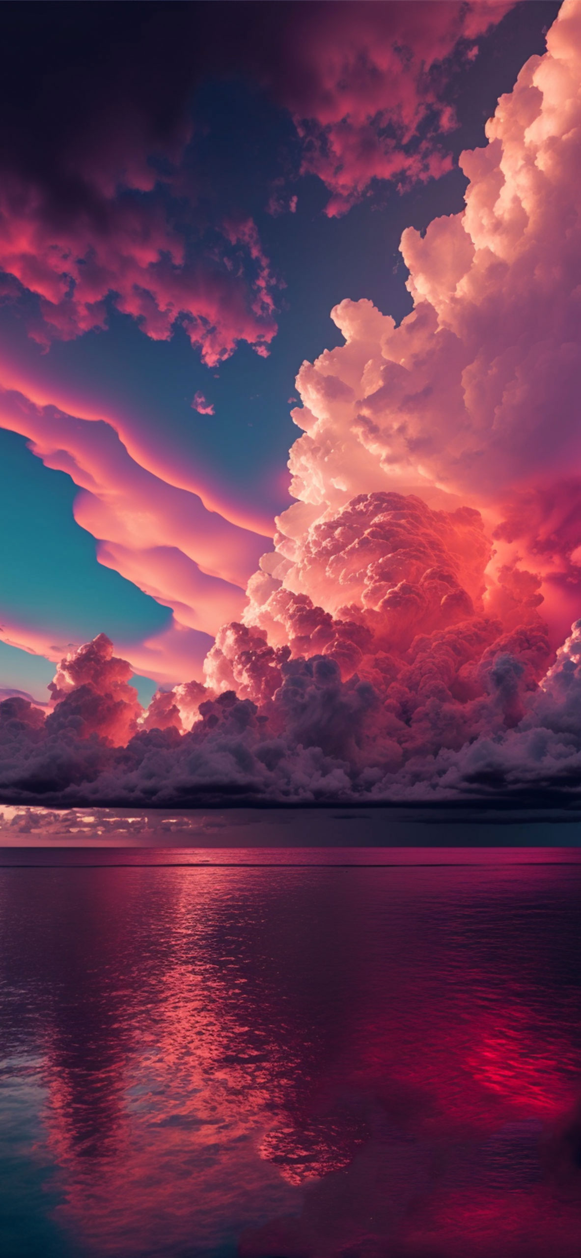 sea clouds pink aesthetic wallpaper