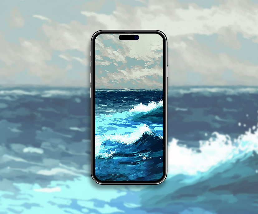 sea wave art blue wallpapers collection