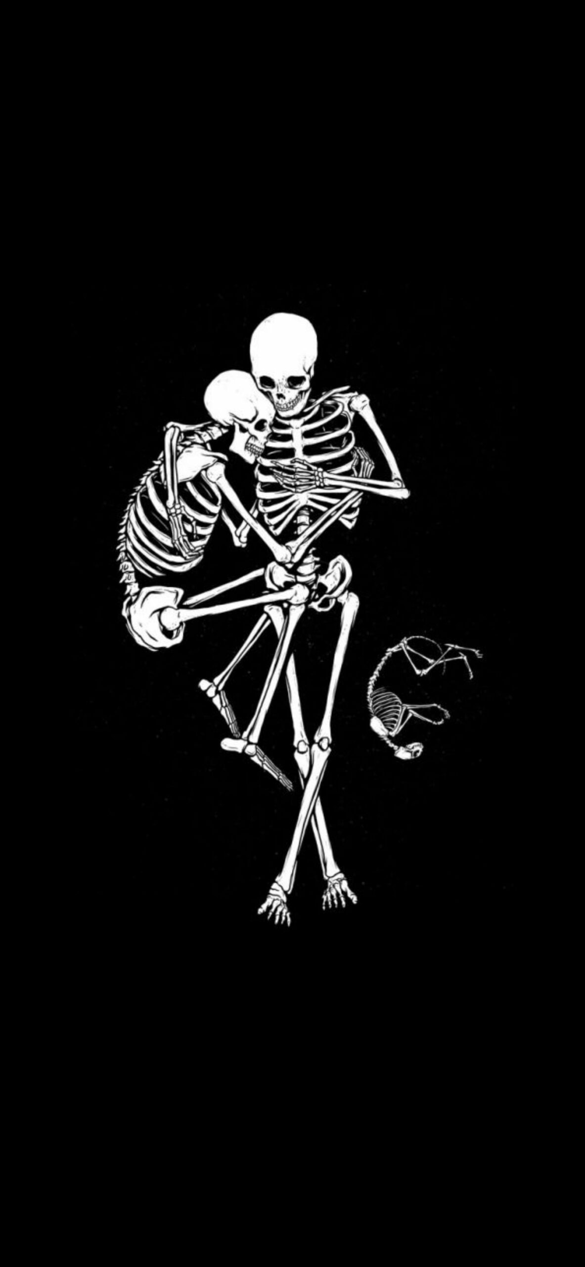 skeletons family black wallpaper