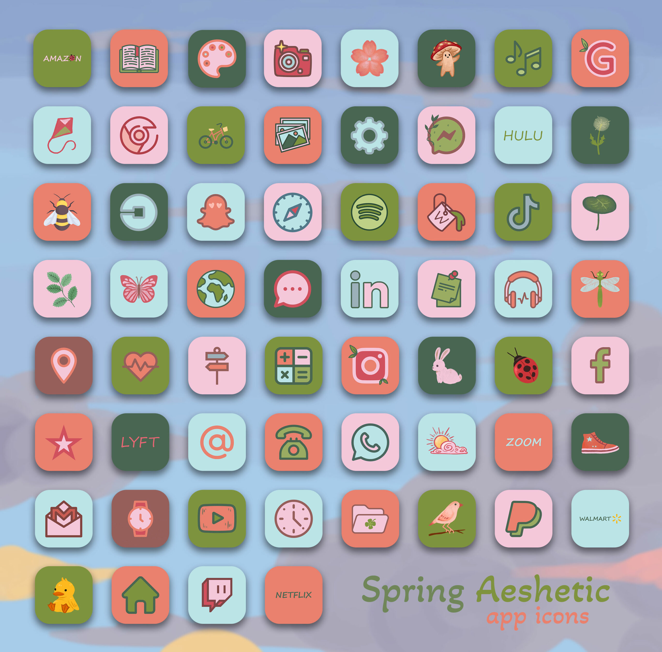 spring aesthetic app icons pack preview 2