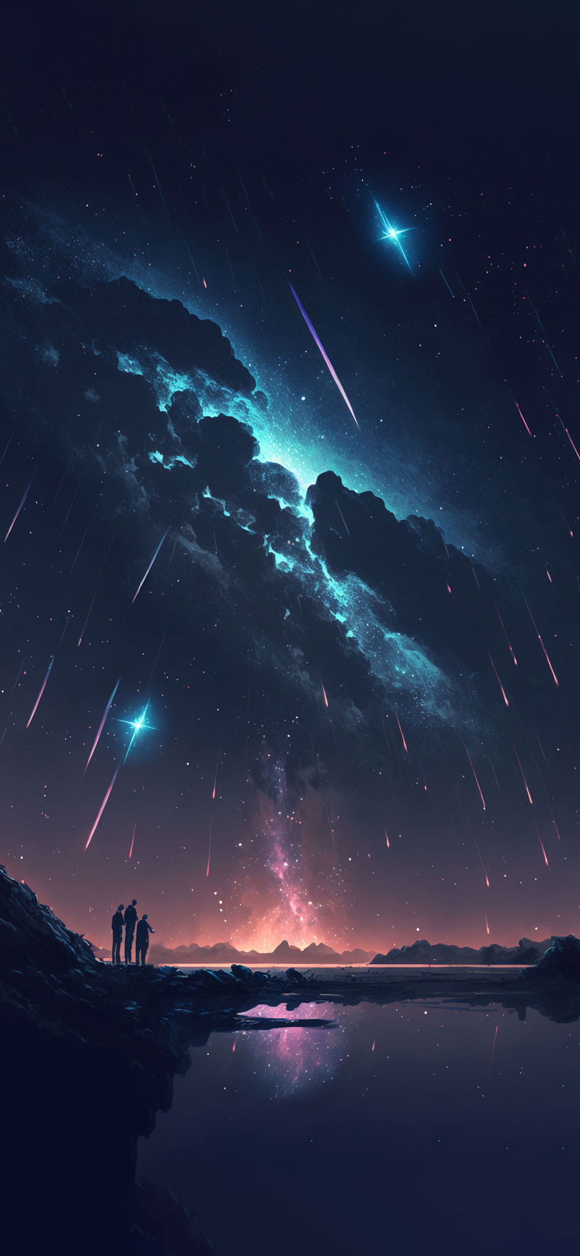 starfalls in the night sky wallpaper