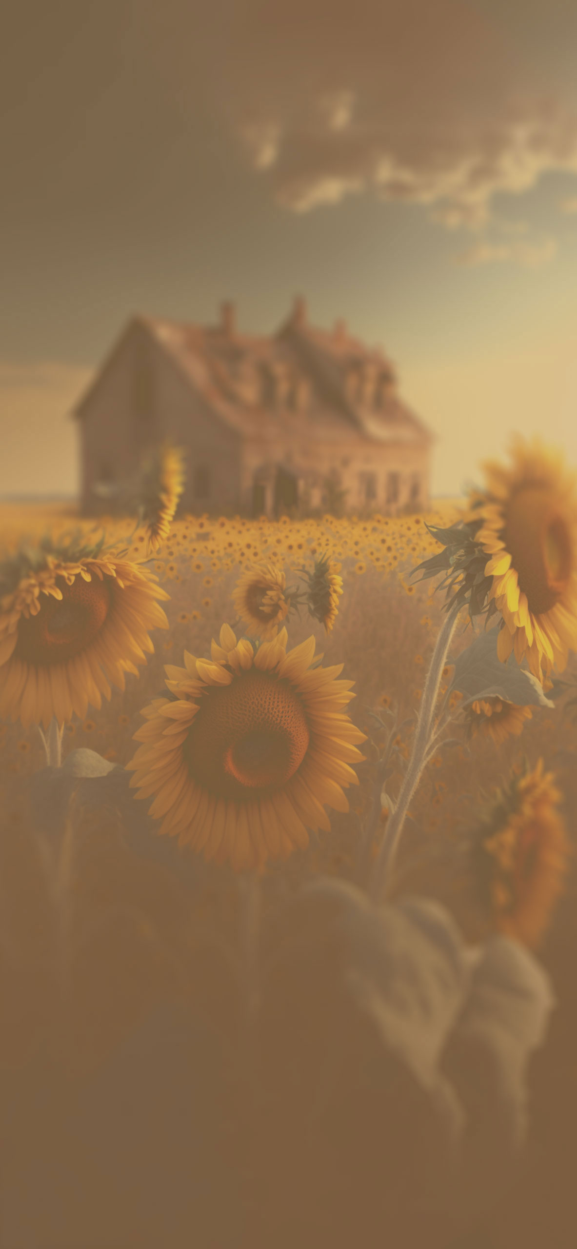 sunflowers old house background