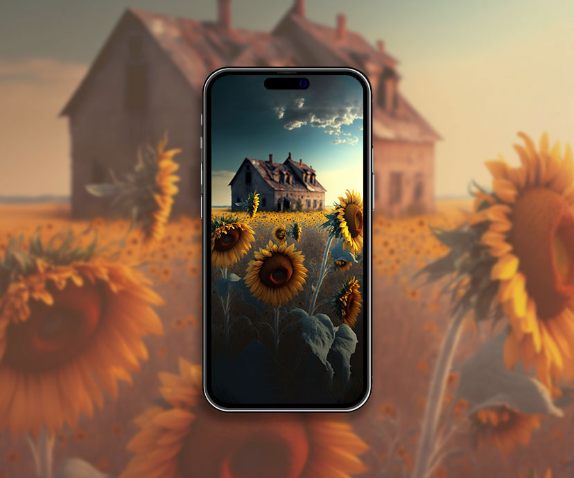 sunflowers old house wallpapers collection