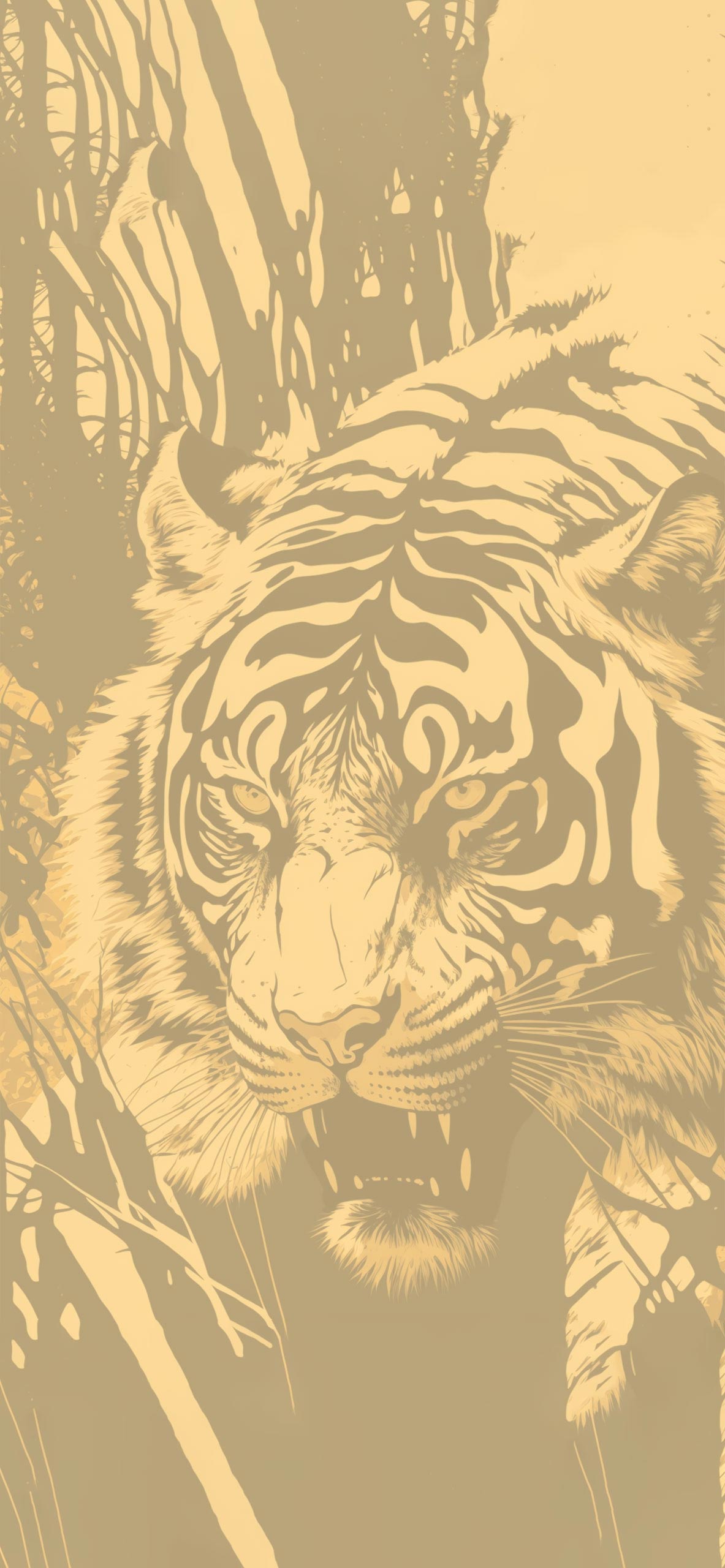 tiger art beige background
