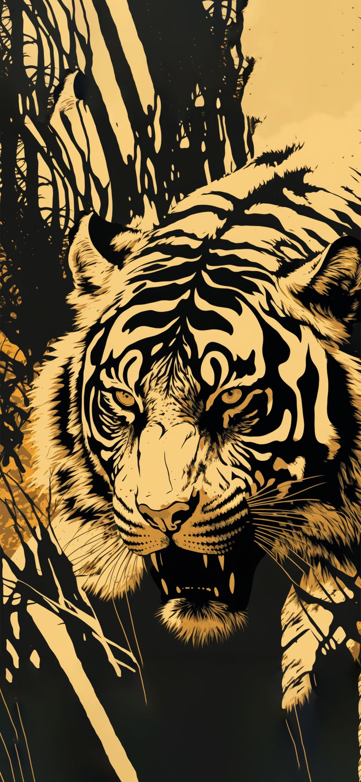 Tiger Art Beige Wallpapers - Aesthetic Tiger Wallpapers for iPhone