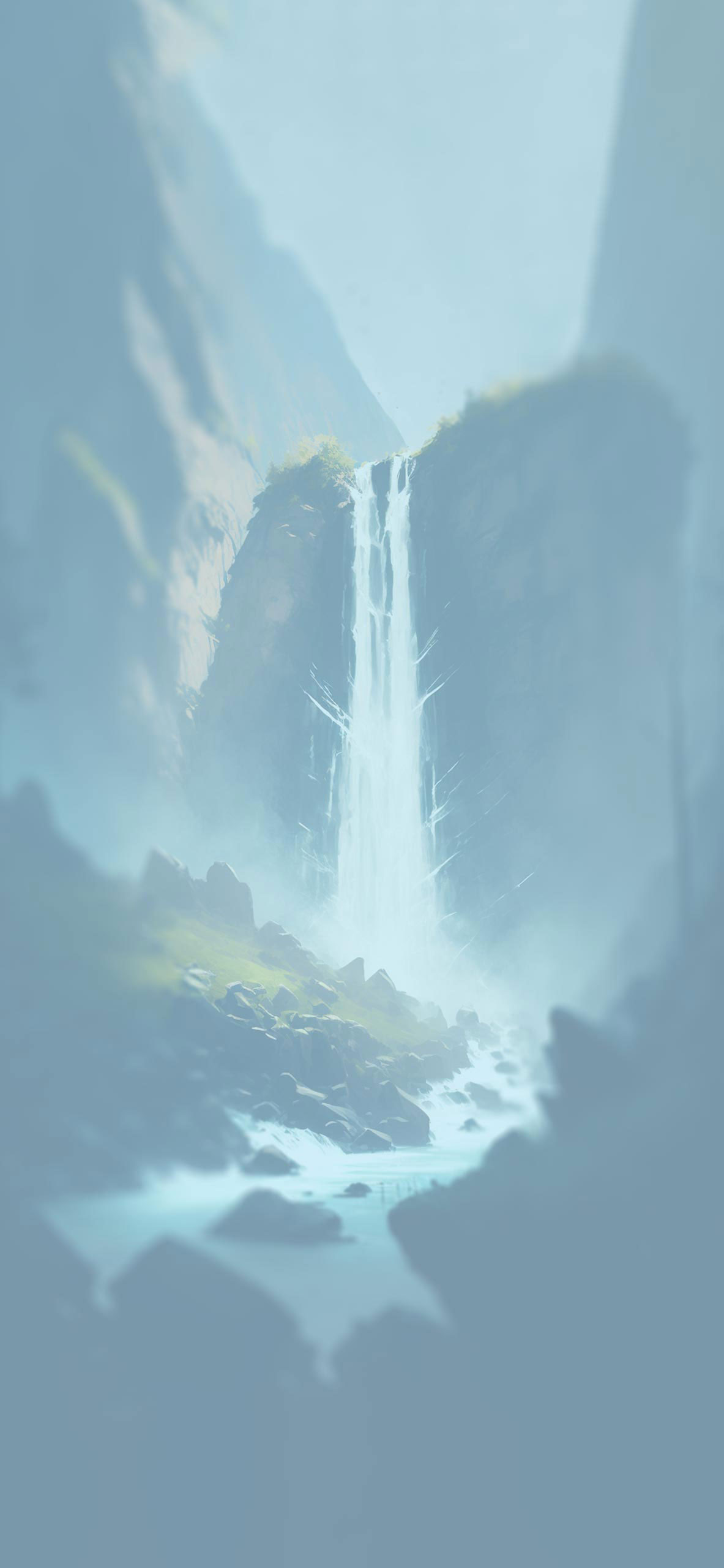 waterfall mountains art background