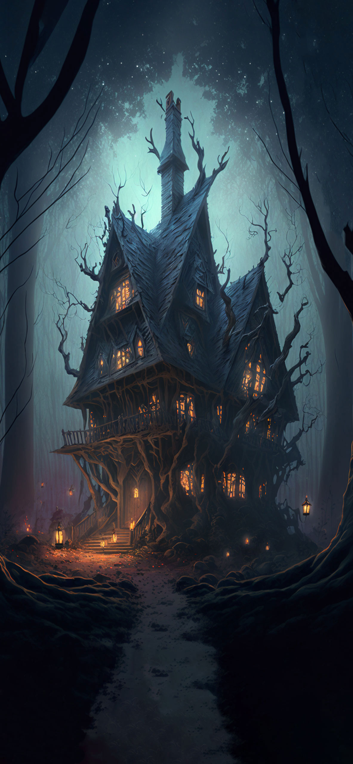 witch house in forest aesthetic wallpaper