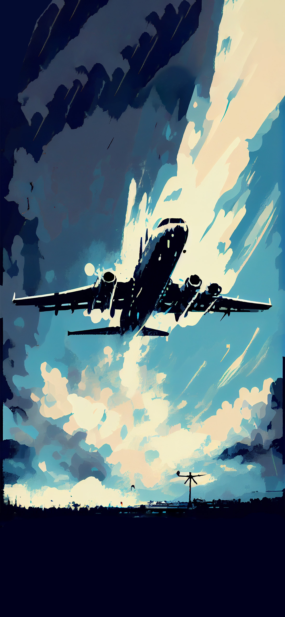 airplane in sky art wallpaper