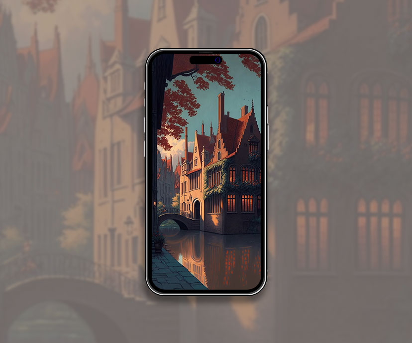 bruges houses over canal anime wallpapers collection