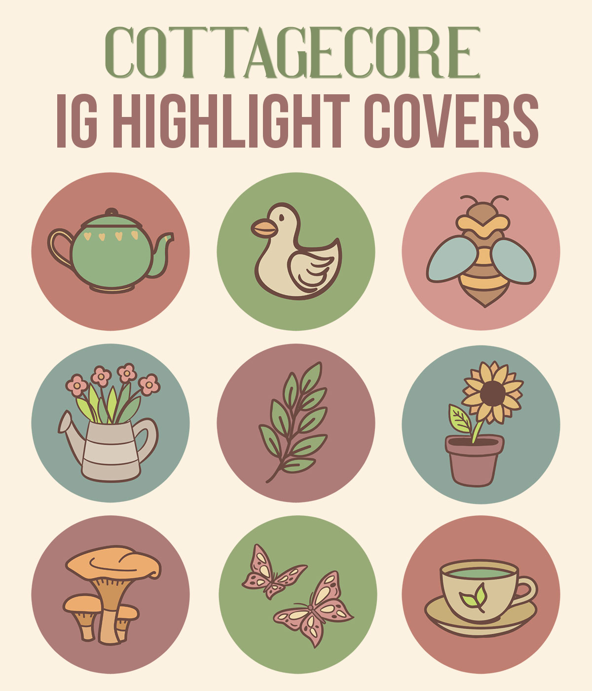 cottagecore ig highlight covers pack
