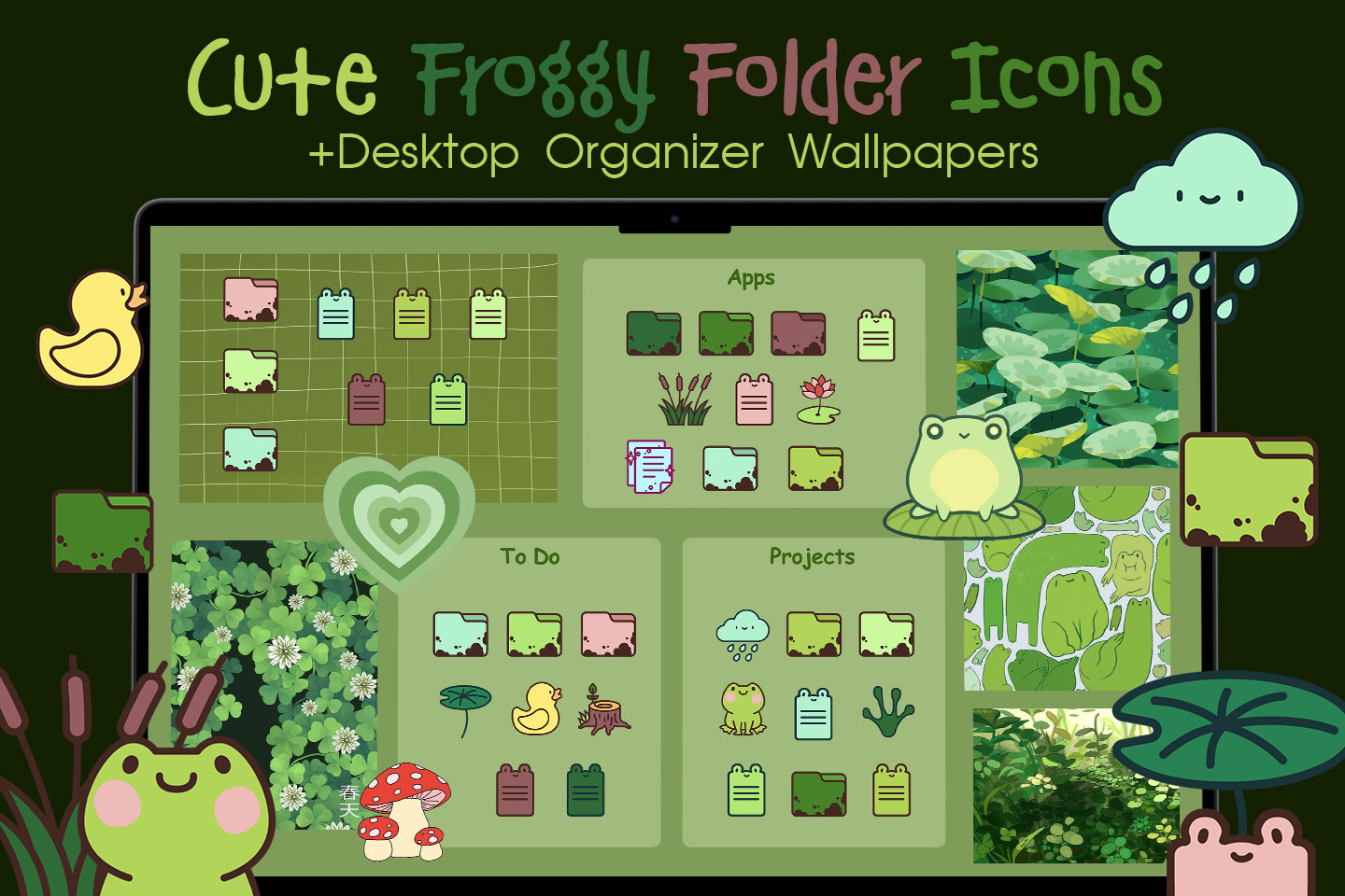 cute froggy folder icons pack