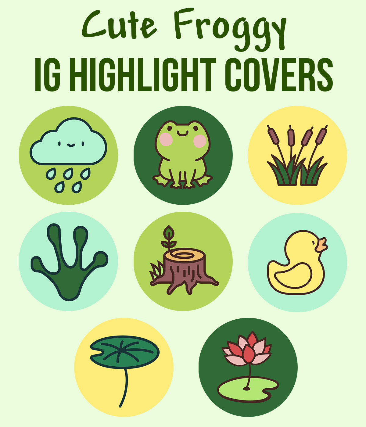 cute froggy ig highlight covers pack