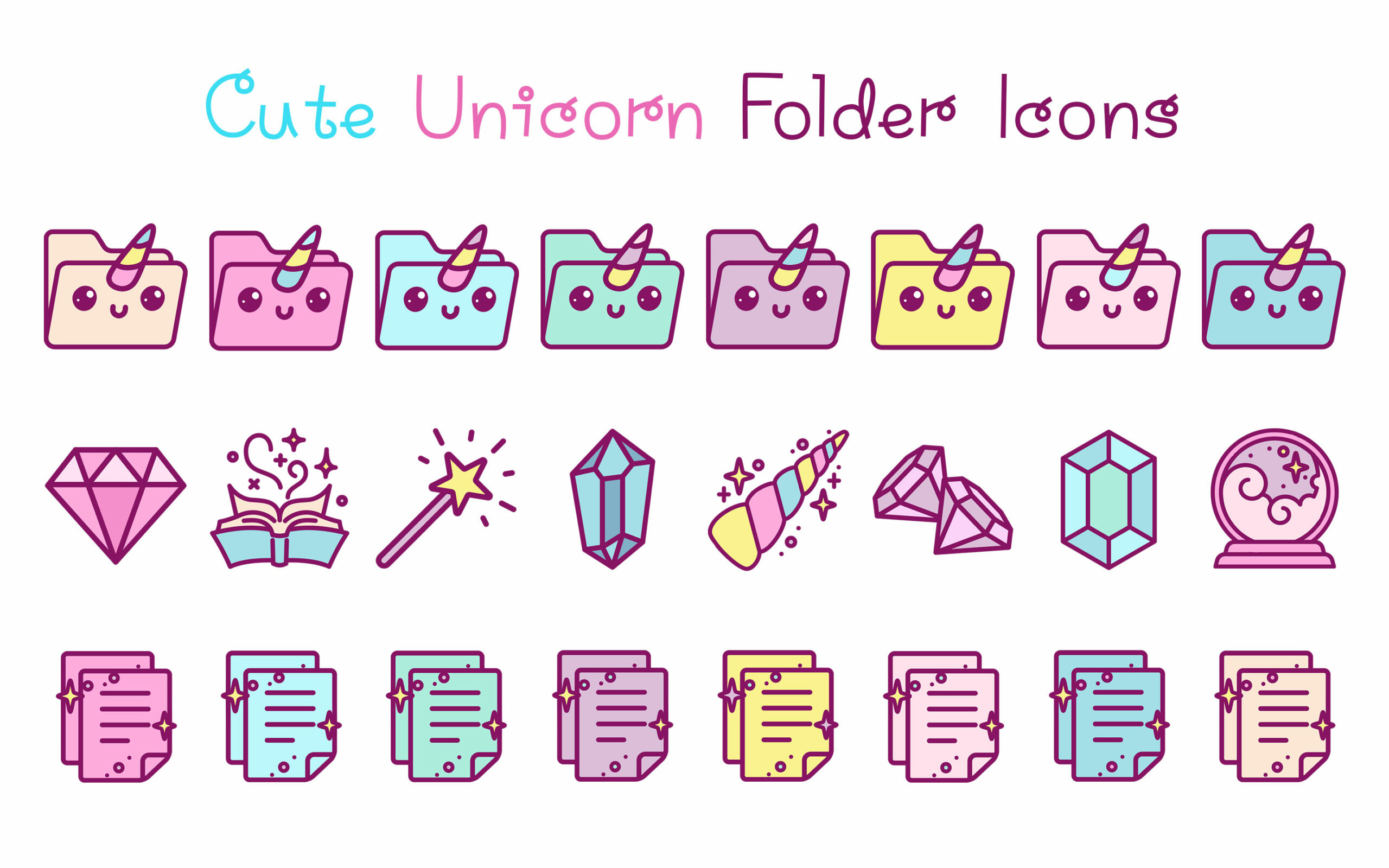 cute unicorn folder icons 1 1