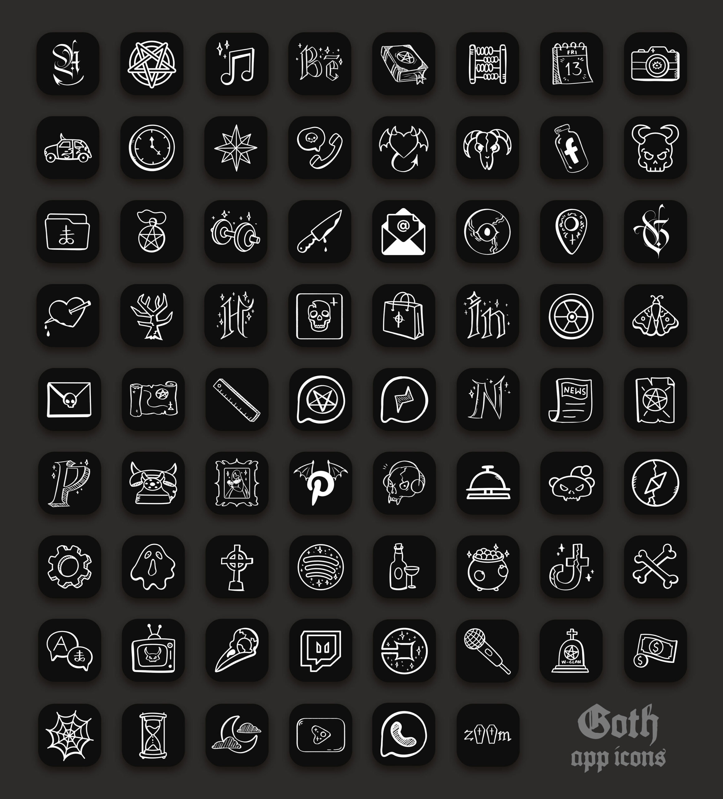 goth app icons pack preview 2