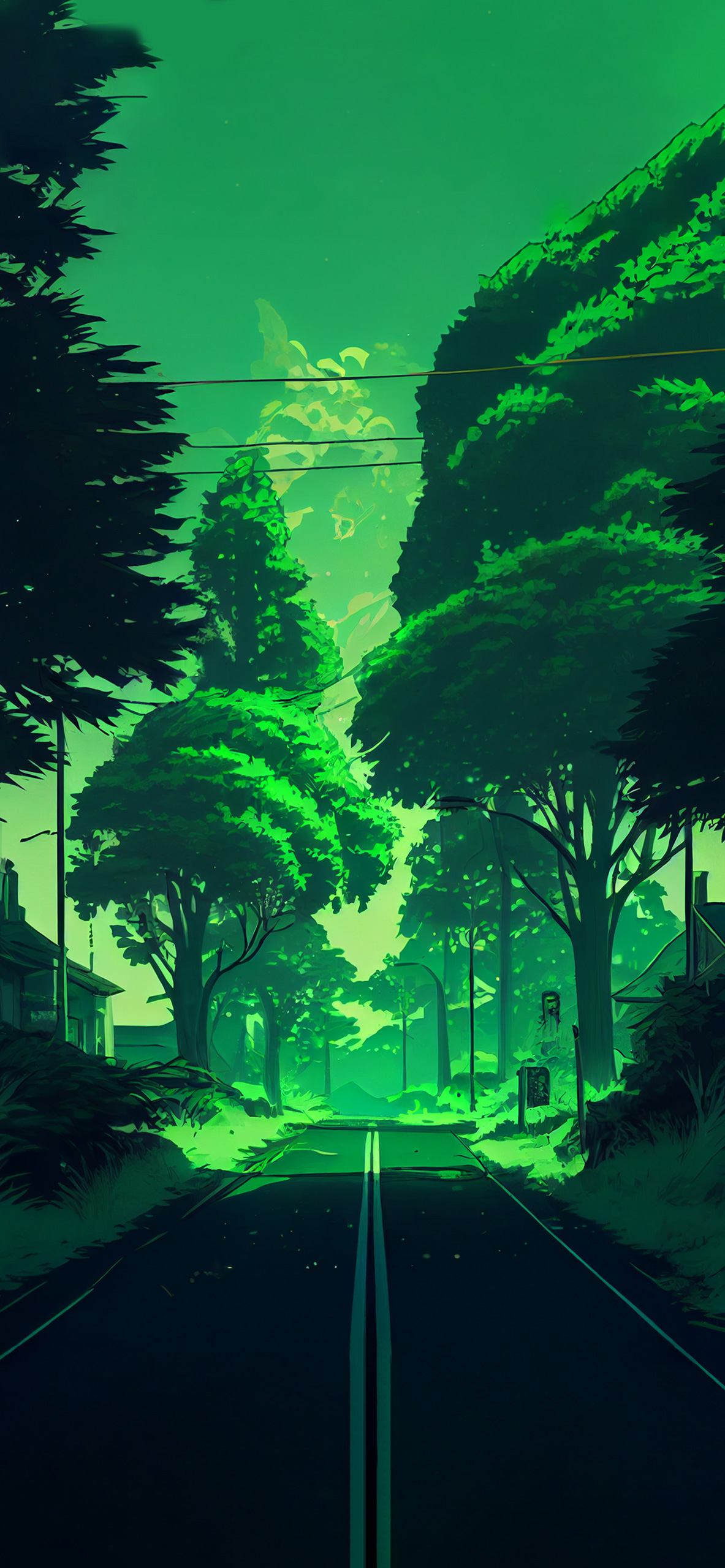 green aesthetic anime background wallpaper