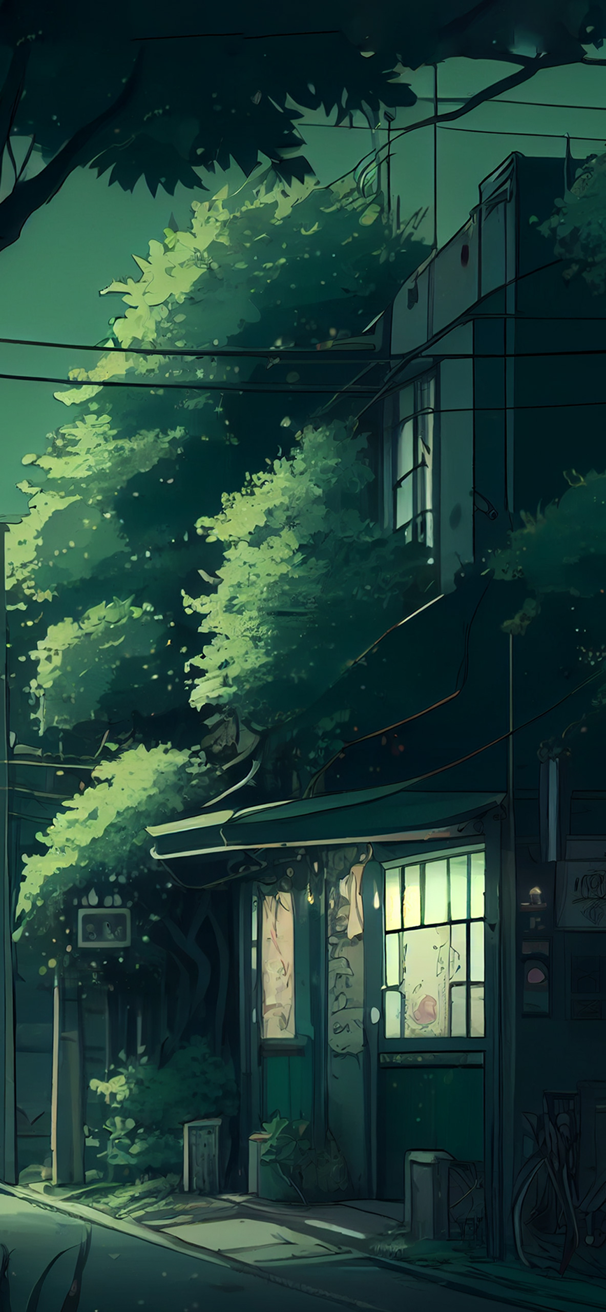 house green anime background wallpaper