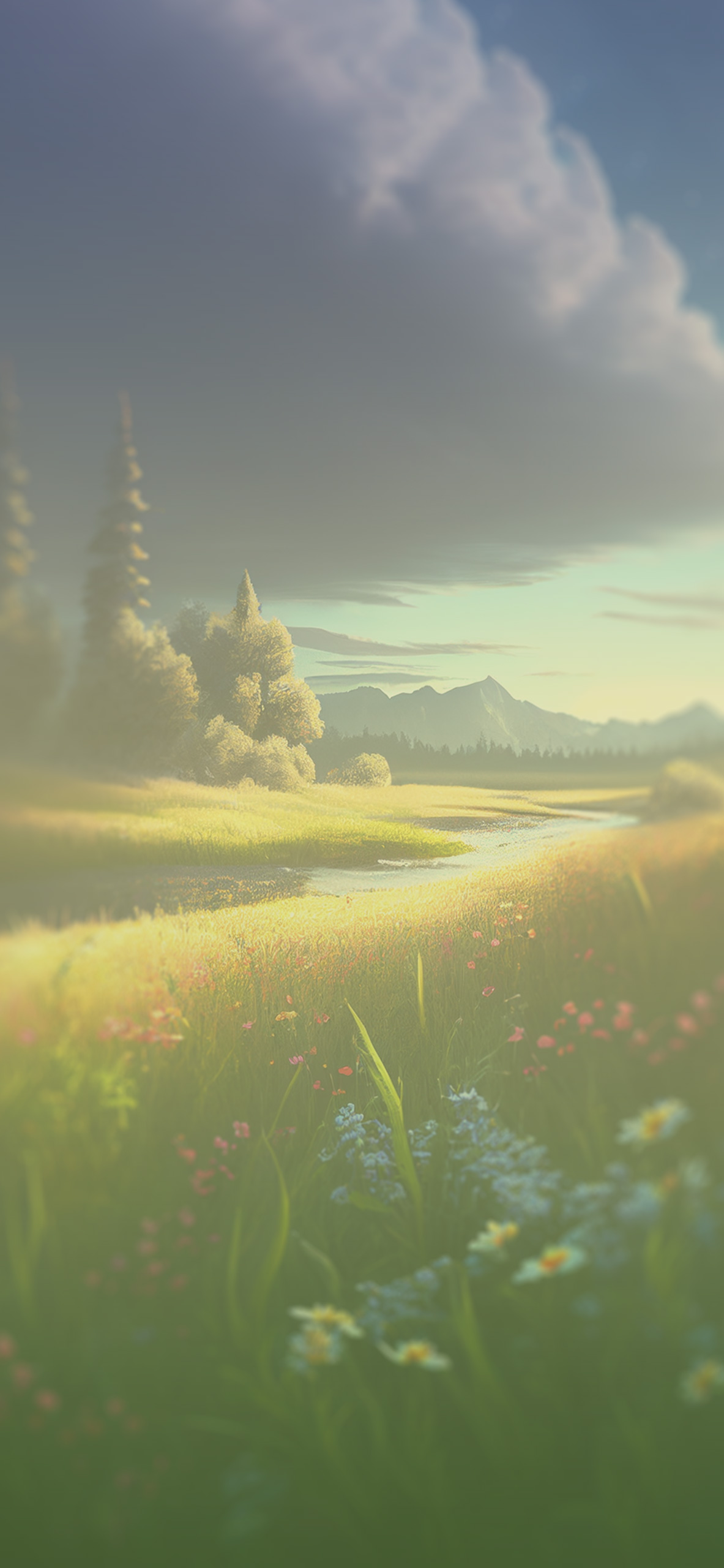meadow river aesthetic background