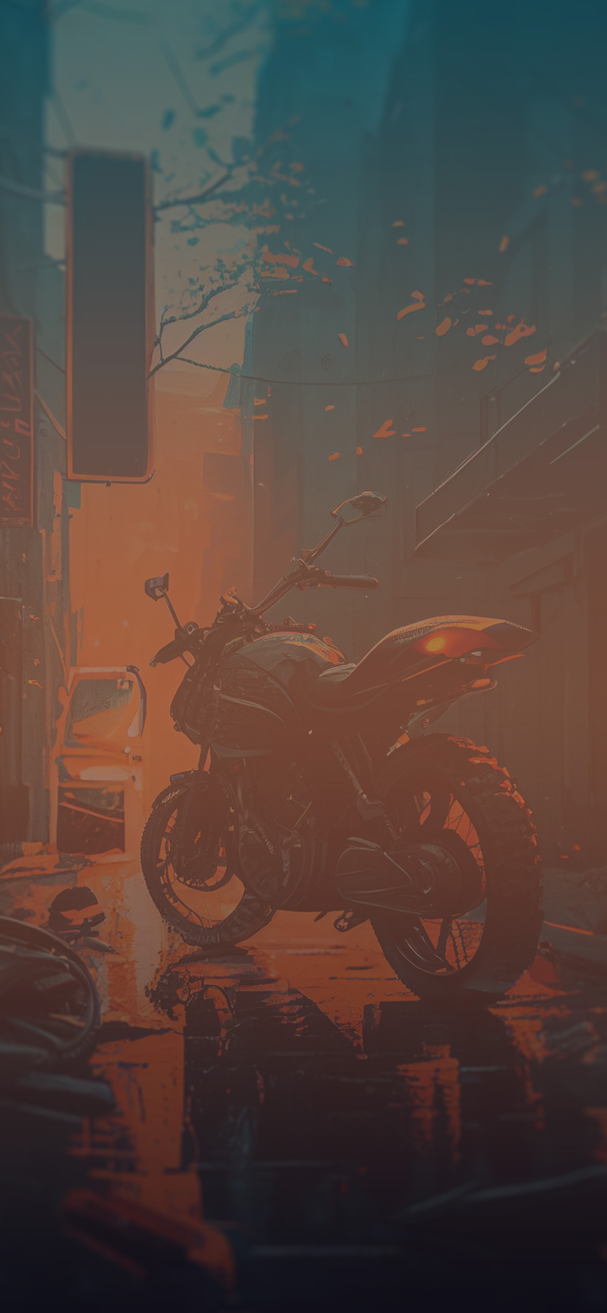 motorcycle city art background
