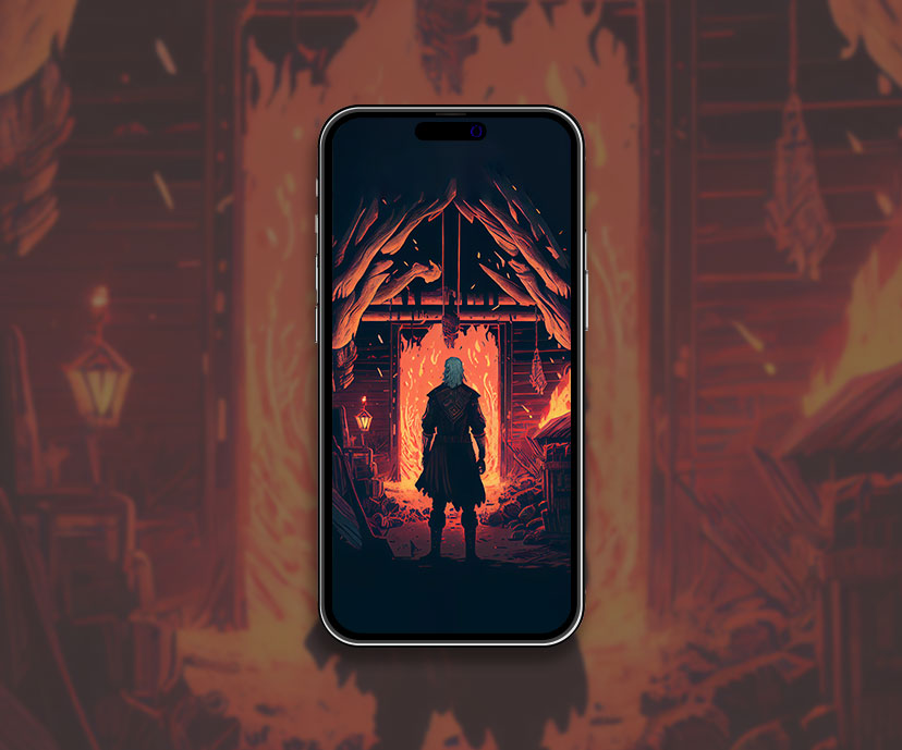 the witcher 3 geralt burning house wallpapers collection