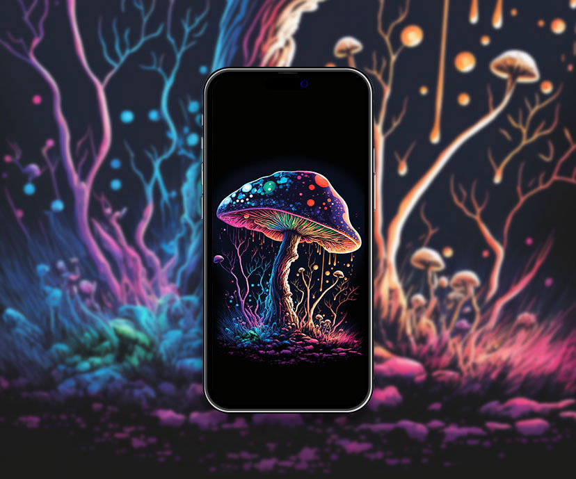 trippy mushroom black wallpapers collection