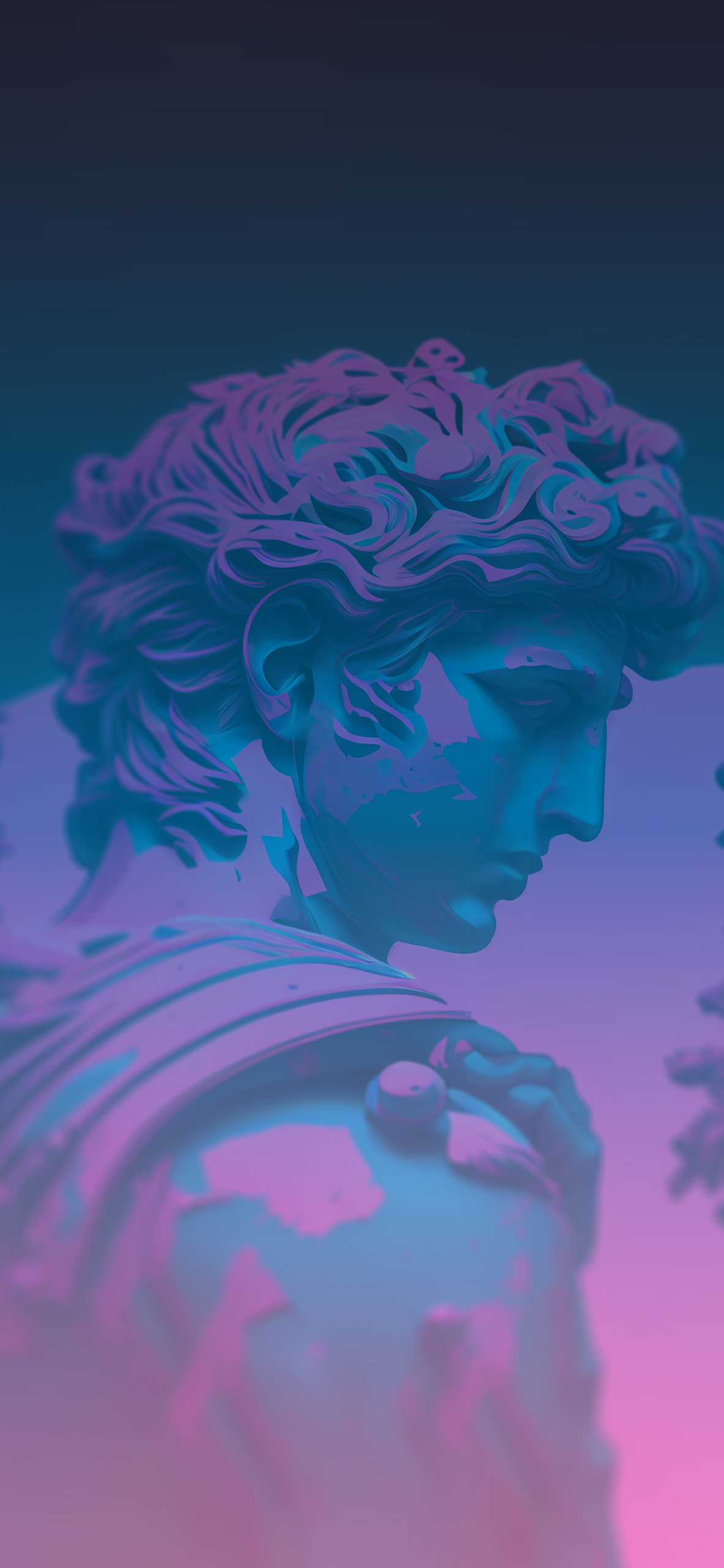 vaporwave michelangelo statue background
