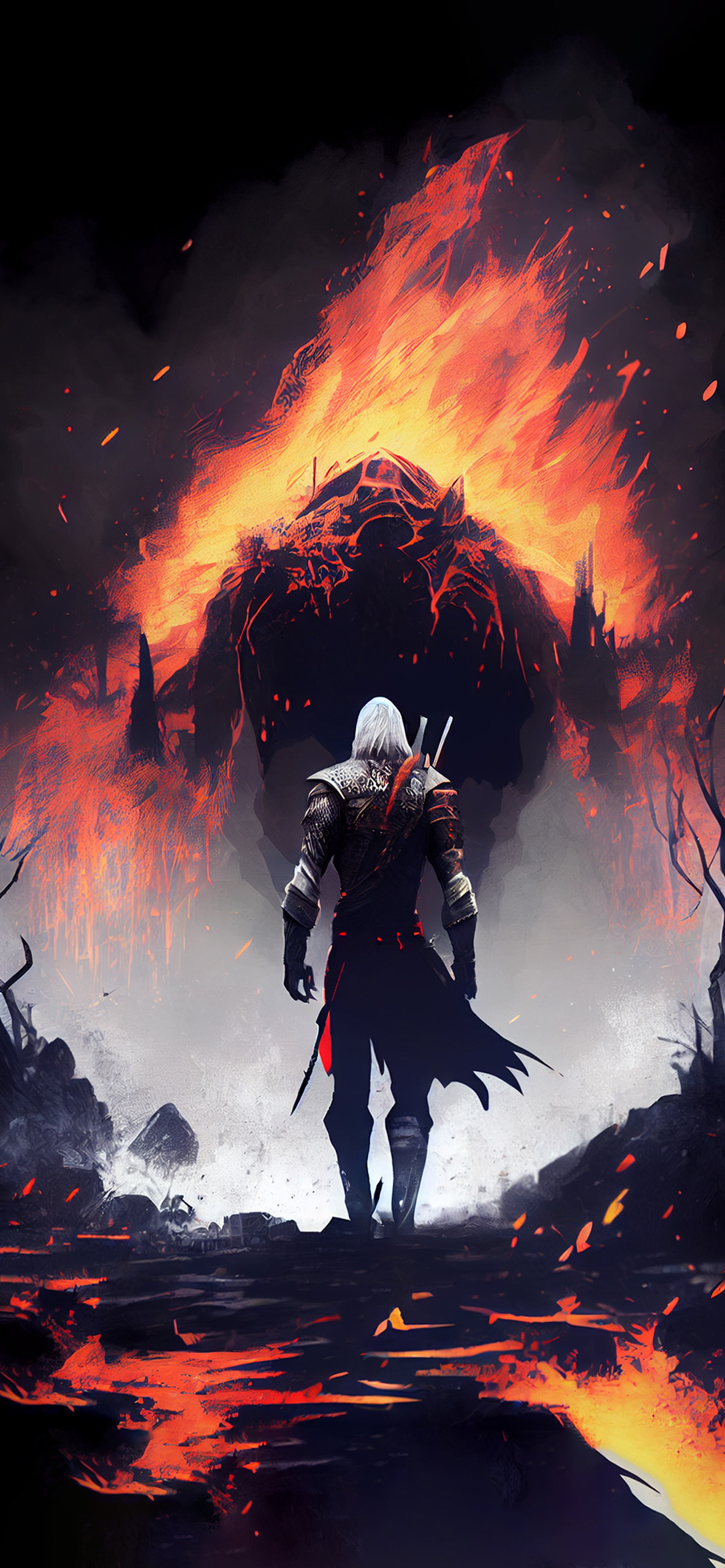 The Witcher 3 Geralt & Flame Wallpaper - Geralt Wallpaper iPhone