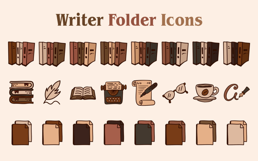 Writer Aesthetic Folder Icons Mac & Windows - Brown Folder Icons