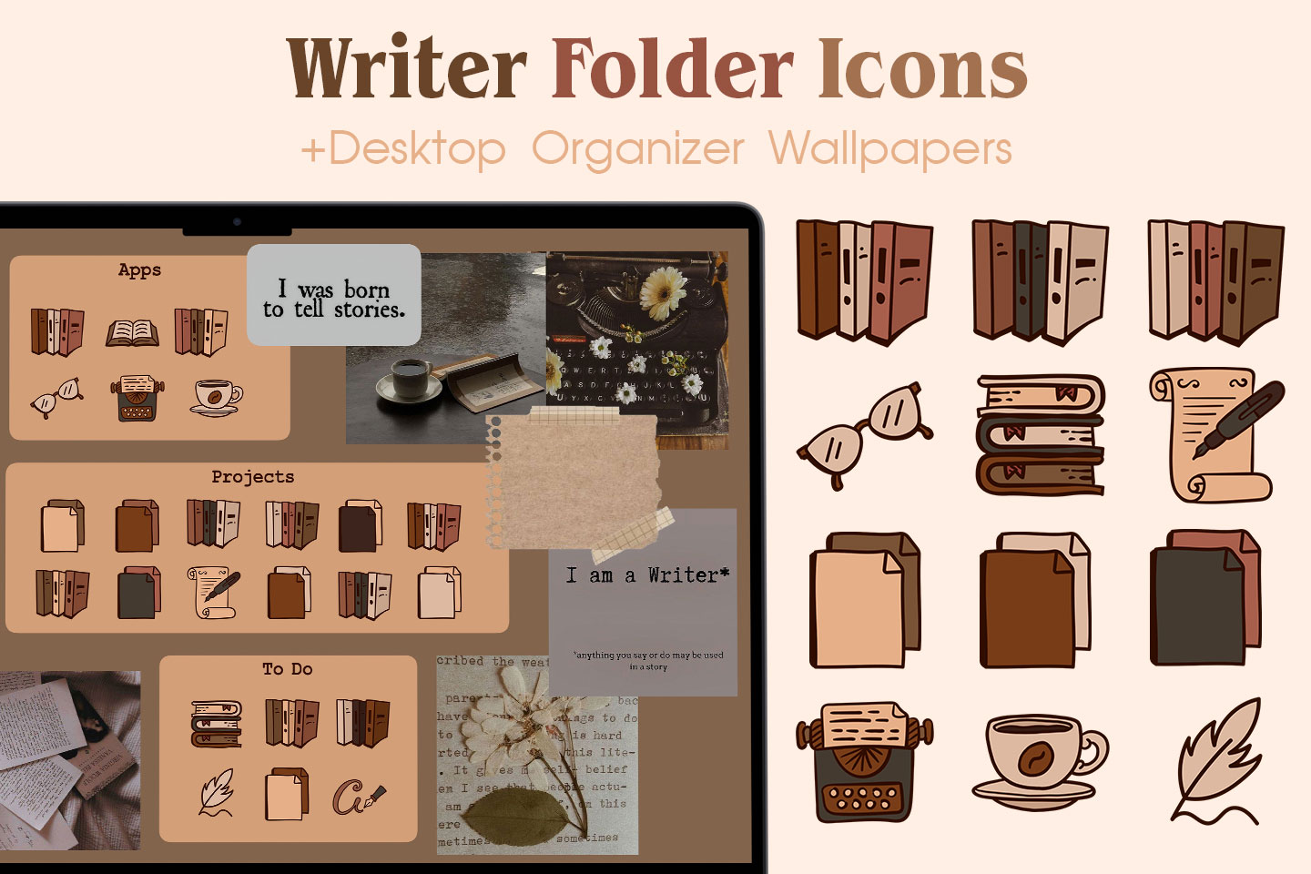 writer aestetic folder icons pack