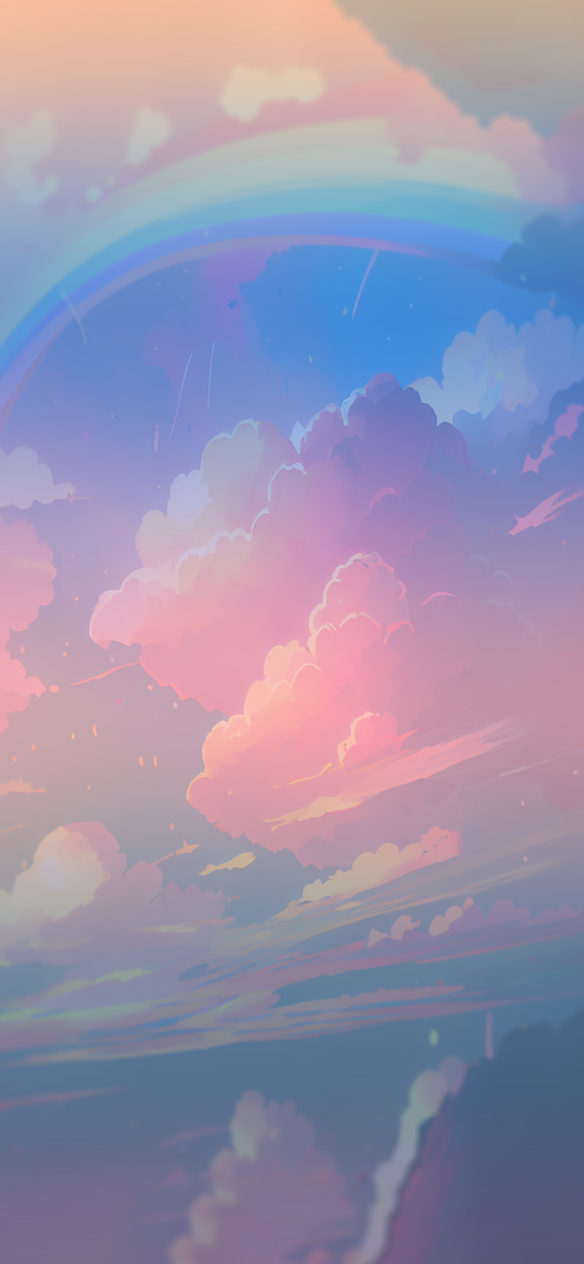 aesthetic rainbow clouds background