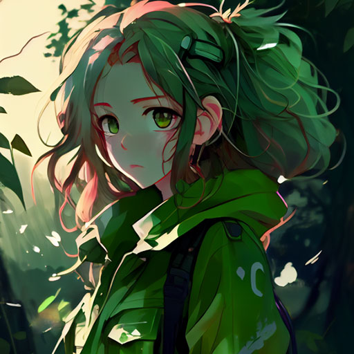 anime girl green pfp 26