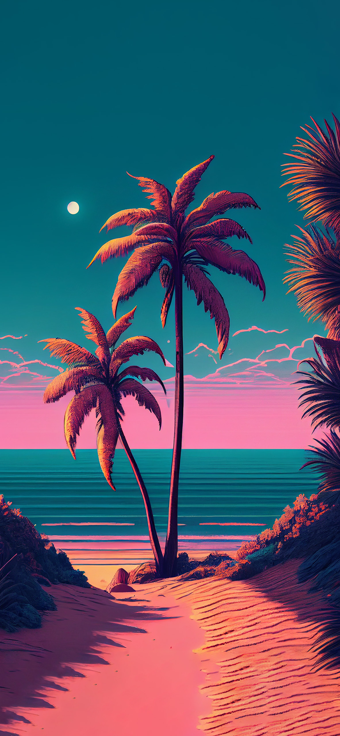 beach palm trees summer aesthetic wallpaper