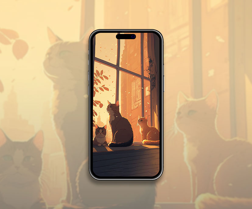cats on the windowsill anime background wallpapers collection