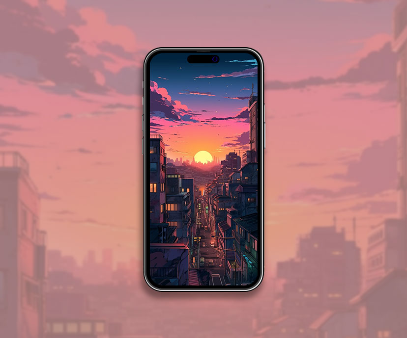 city sunset anime background wallpapers collection