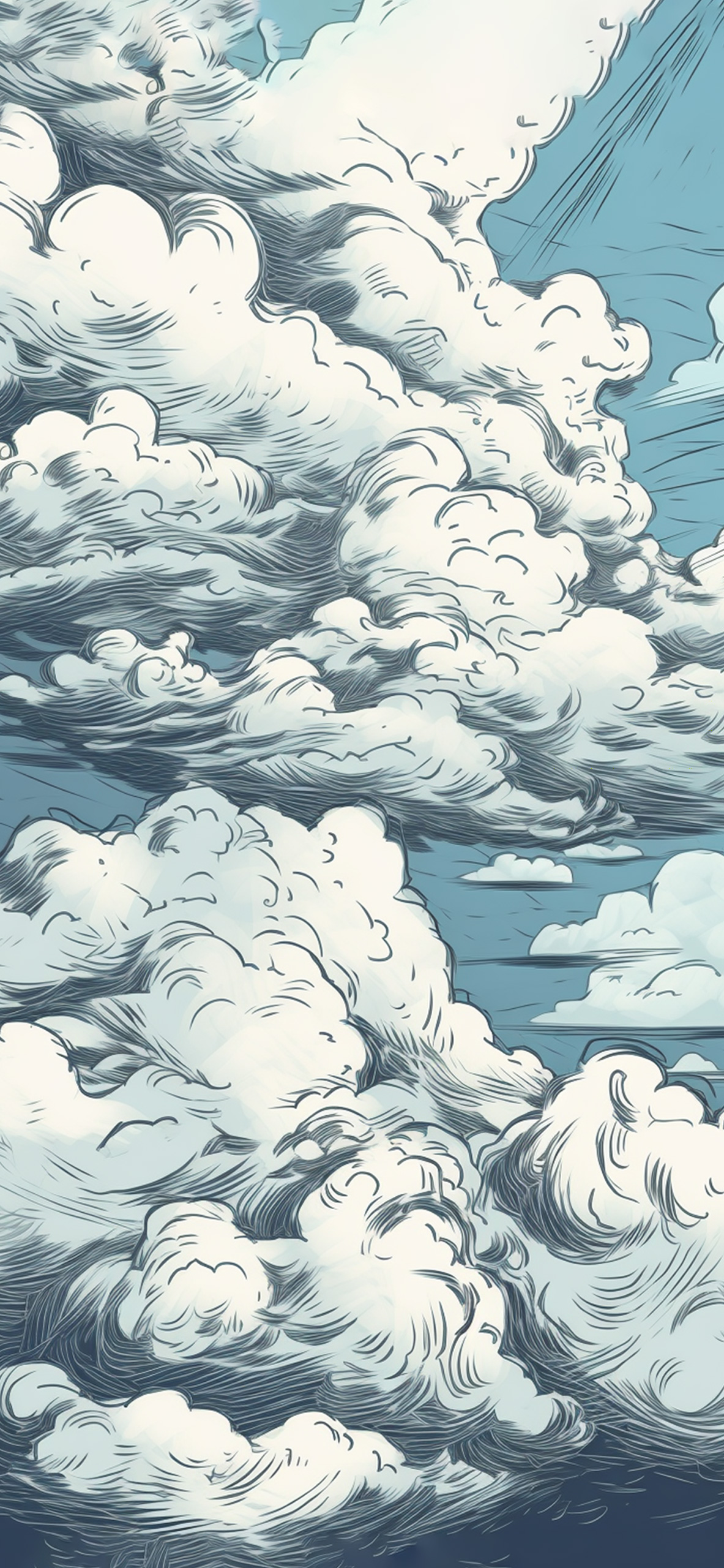 Sketch of Clouds - Painting Mural Wallpaper - Blue – House of Fetch-tuongthan.vn